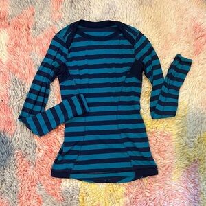 striped blue lululemon base runner top